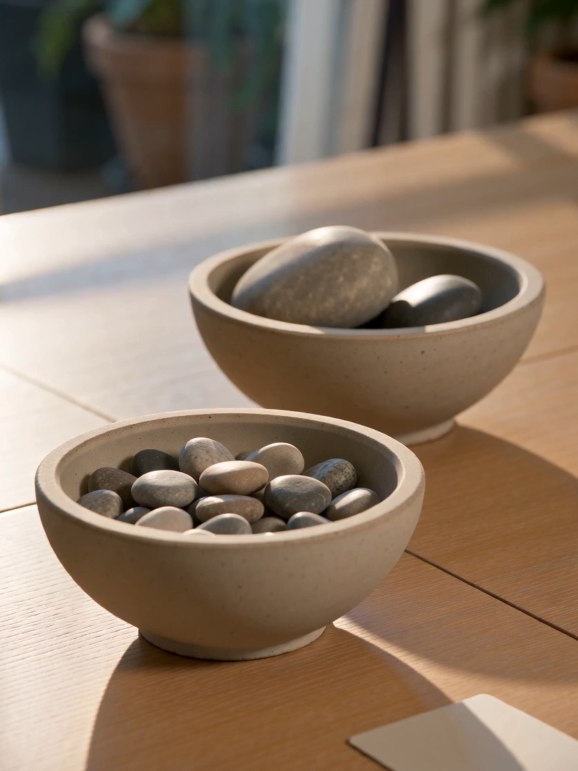 Bowls of large and small stones photographed for an AI Overview podcast briefing on right-sizing AI models Bowls of large and small stones photographed for an AI Overview podcast briefing on right-sizing AI models