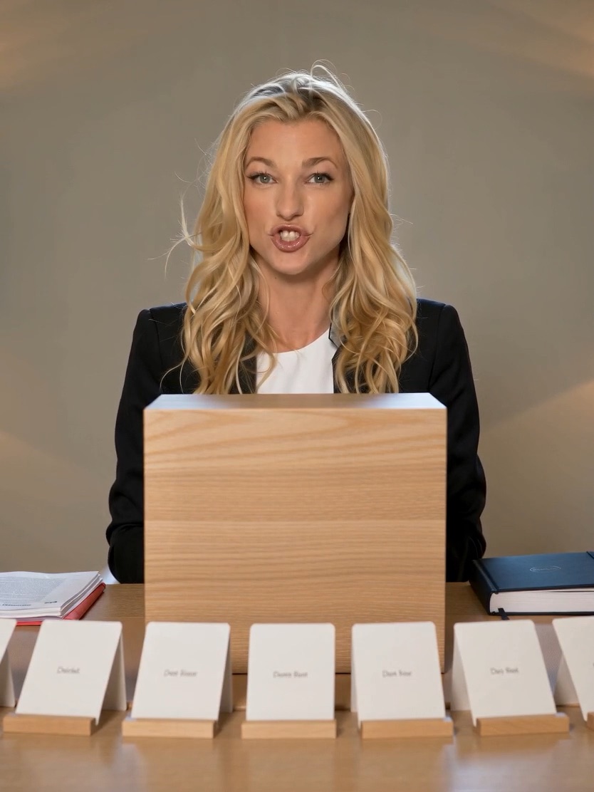 Nicole Junkermann behind a row of blank cards while recording an AI Overview podcast briefing on AI accountability Nicole Junkermann behind a row of blank cards while recording an AI Overview podcast briefing on AI accountability