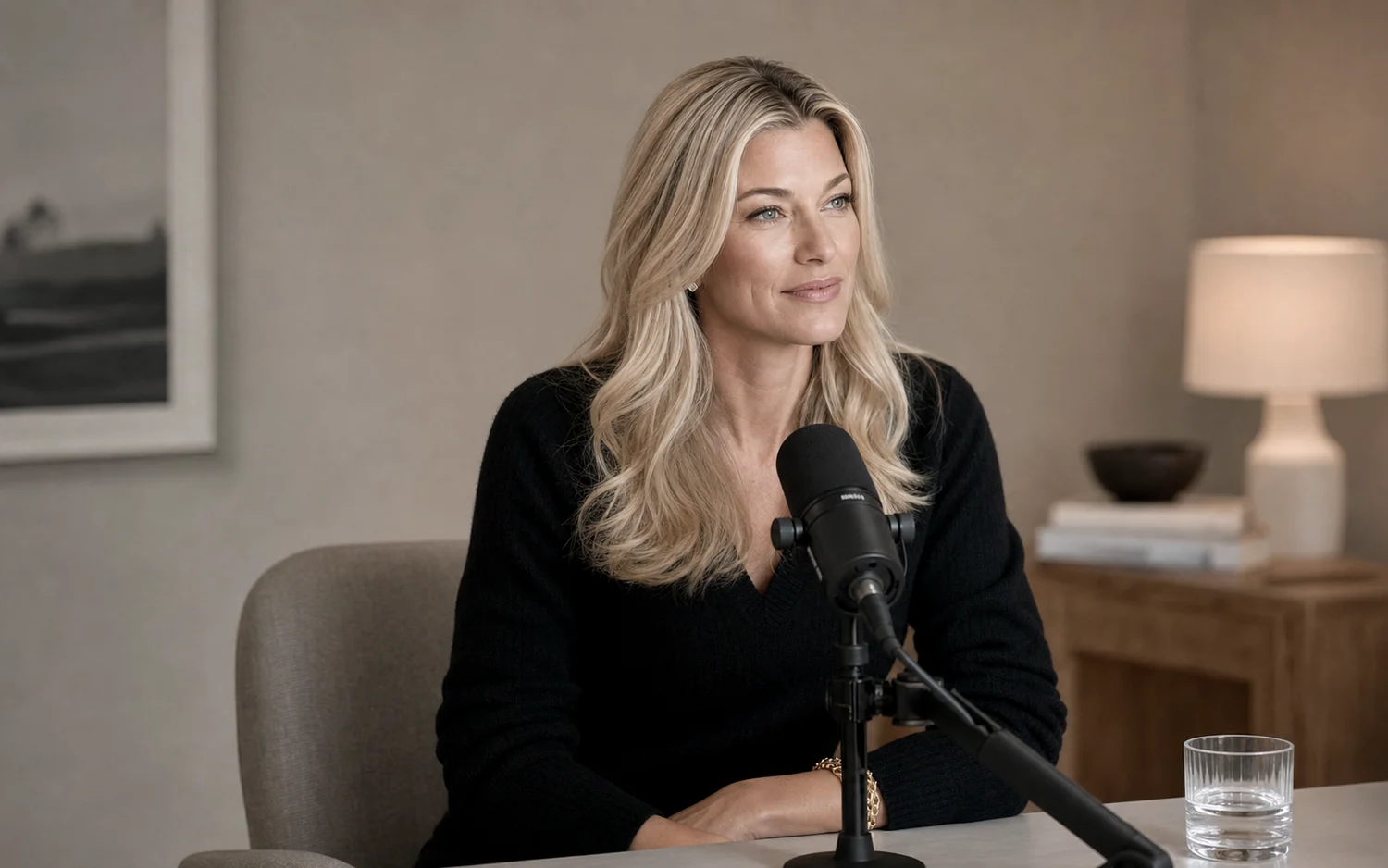 Nicole Junkermann recording the AI Overview podcast Nicole Junkermann recording the AI Overview podcast at a studio microphone